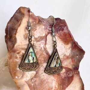 Abalone shell earrings with brass metal frame #boho #festival #earrings
